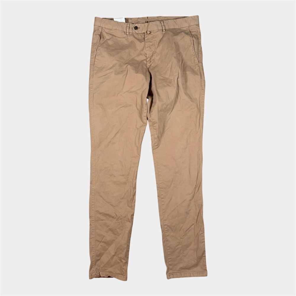 SuitSupply Porto Novo Cotton Stretch Pure Cotton Pant 34x32 Mens Khaki Tan Chino